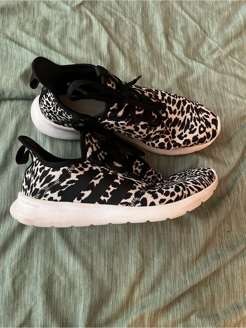 adidas Women's Black Leopard Print Cloudfoam Sneakers